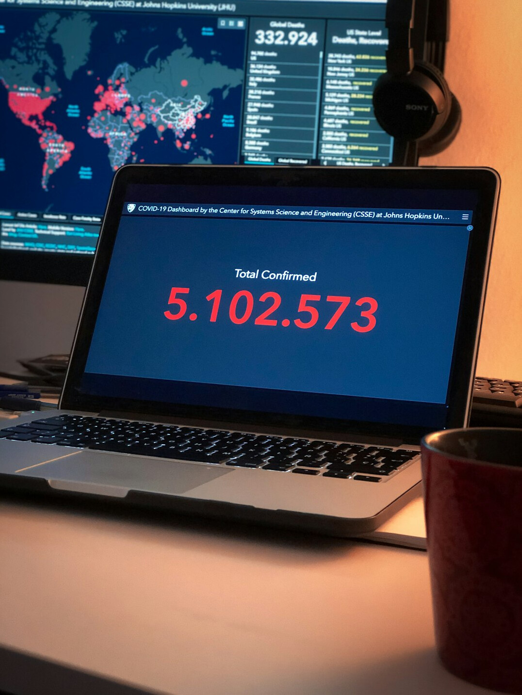 Analyst reviewing risk charts on multiple monitors